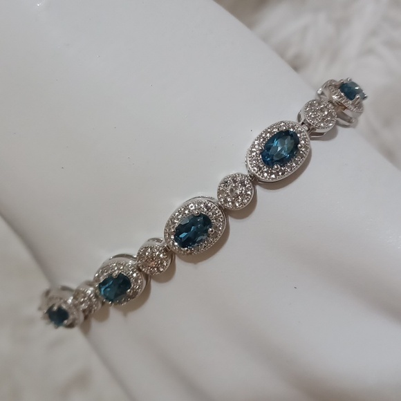 Colleen Lopez Jewelry - Colleen Lopez London Blue Topaz and White Zircon Bracelet NEW